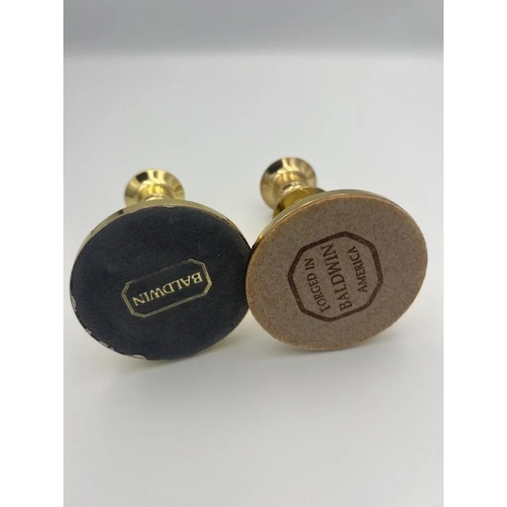 Baldwin Polished Brass Candlestick Holders Set of 2 Forged in America 5 in